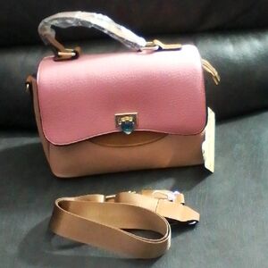 Pink and Tan Women's Bag